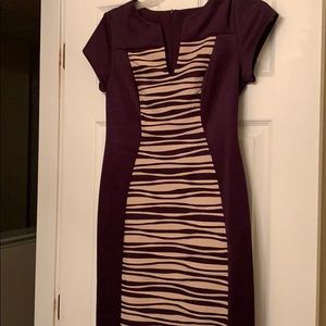 Plum and beige dress. Midi size 6